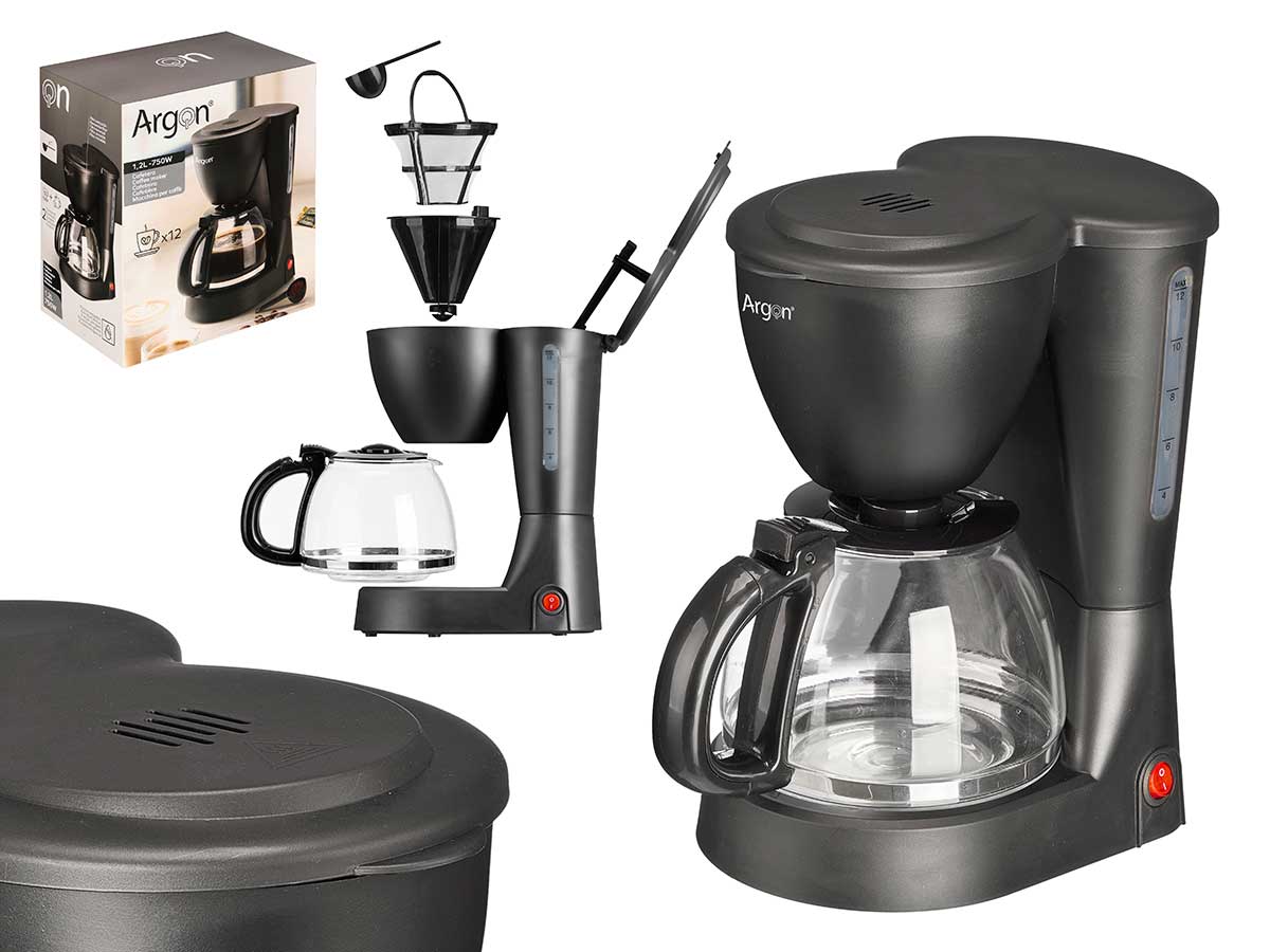 Cafetera vaso filtro 12 tazas 750w 1,2l