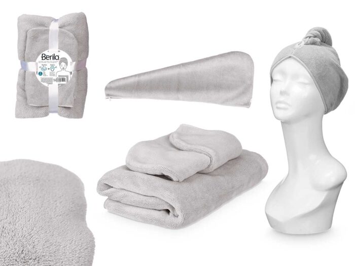 Juego de toalla capucha gris claro