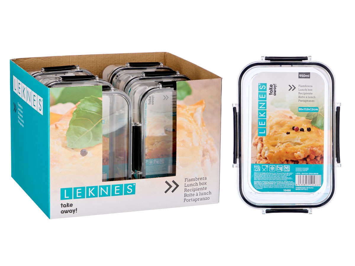 Fiambrera rectangular hermetica negra 950ml - Imagen 3