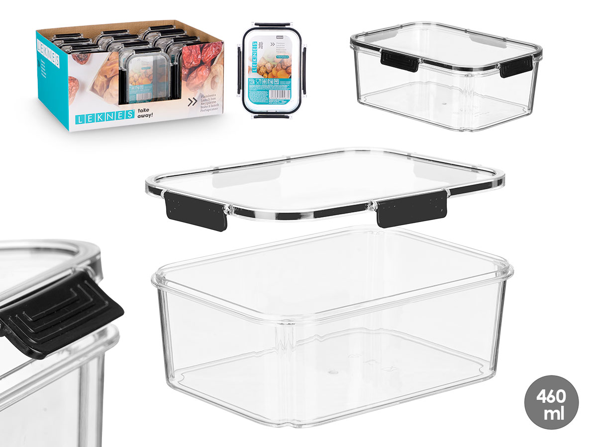 Fiambrera rectangular hermetica negra 460ml