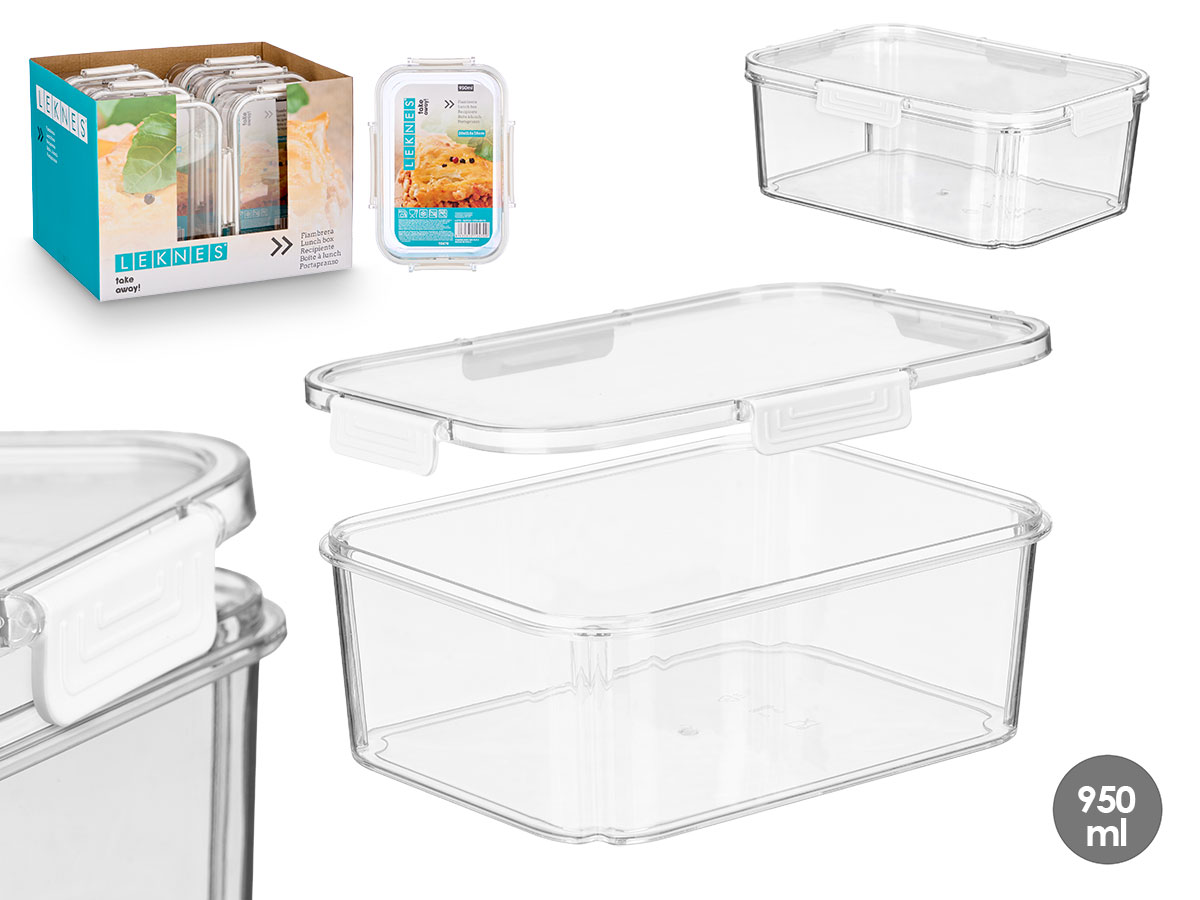 Fiambrera rectangular hermetica blanca 950ml