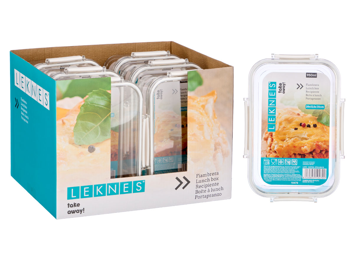 Fiambrera rectangular hermetica blanca 950ml - Imagen 3