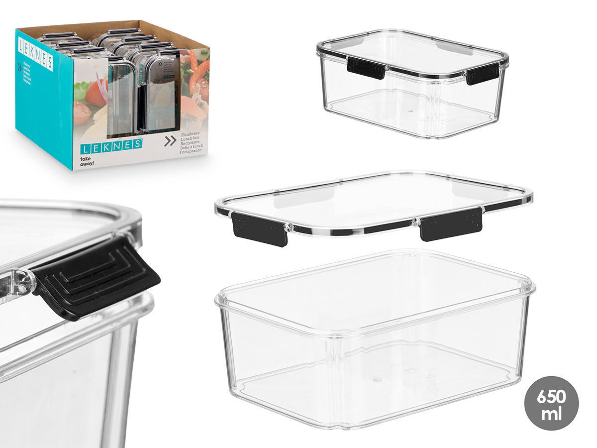Fiambrera rectangular hermetica negra 650ml