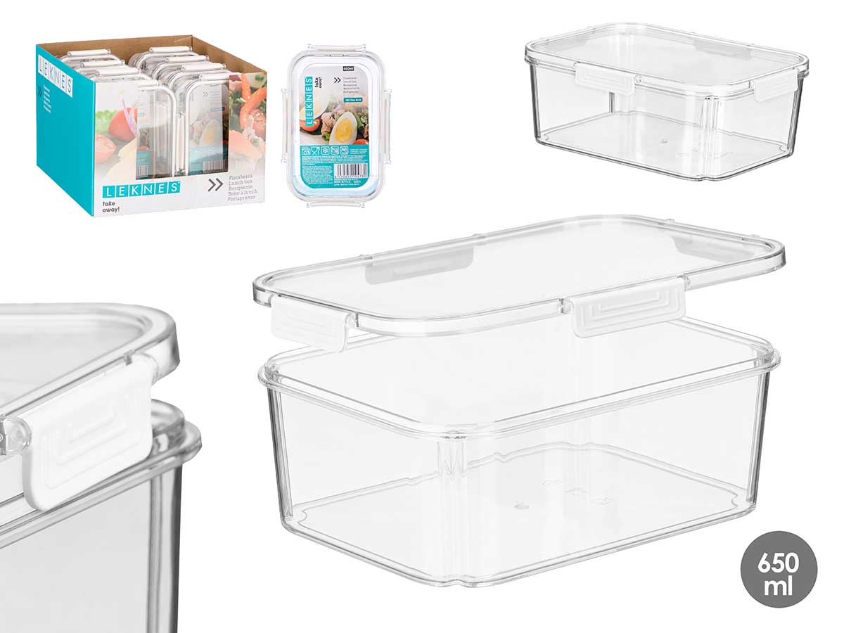 Fiambrera rectangular hermetica blanca 650ml
