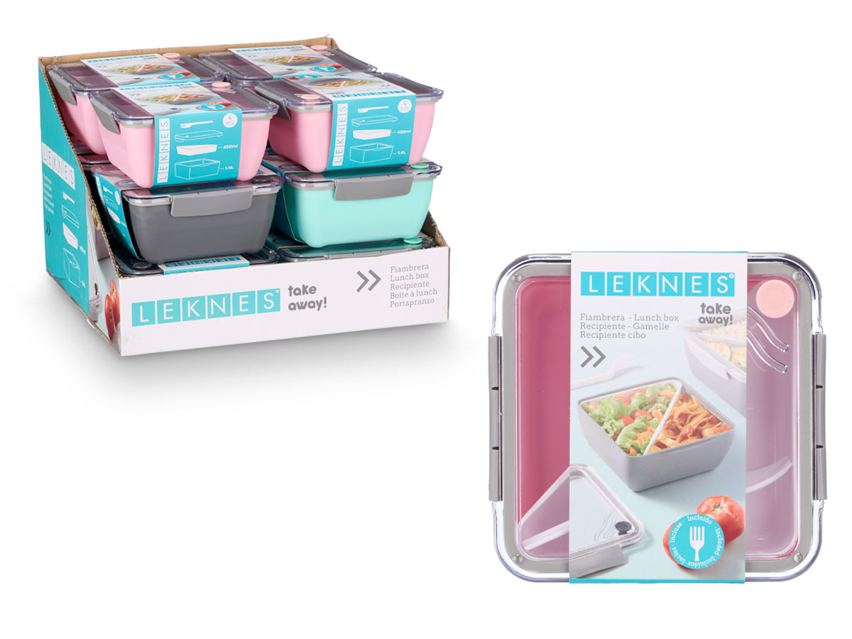 Fiambrera compartimentos surt 3 colores 450ml 1,4l - Imagen 2
