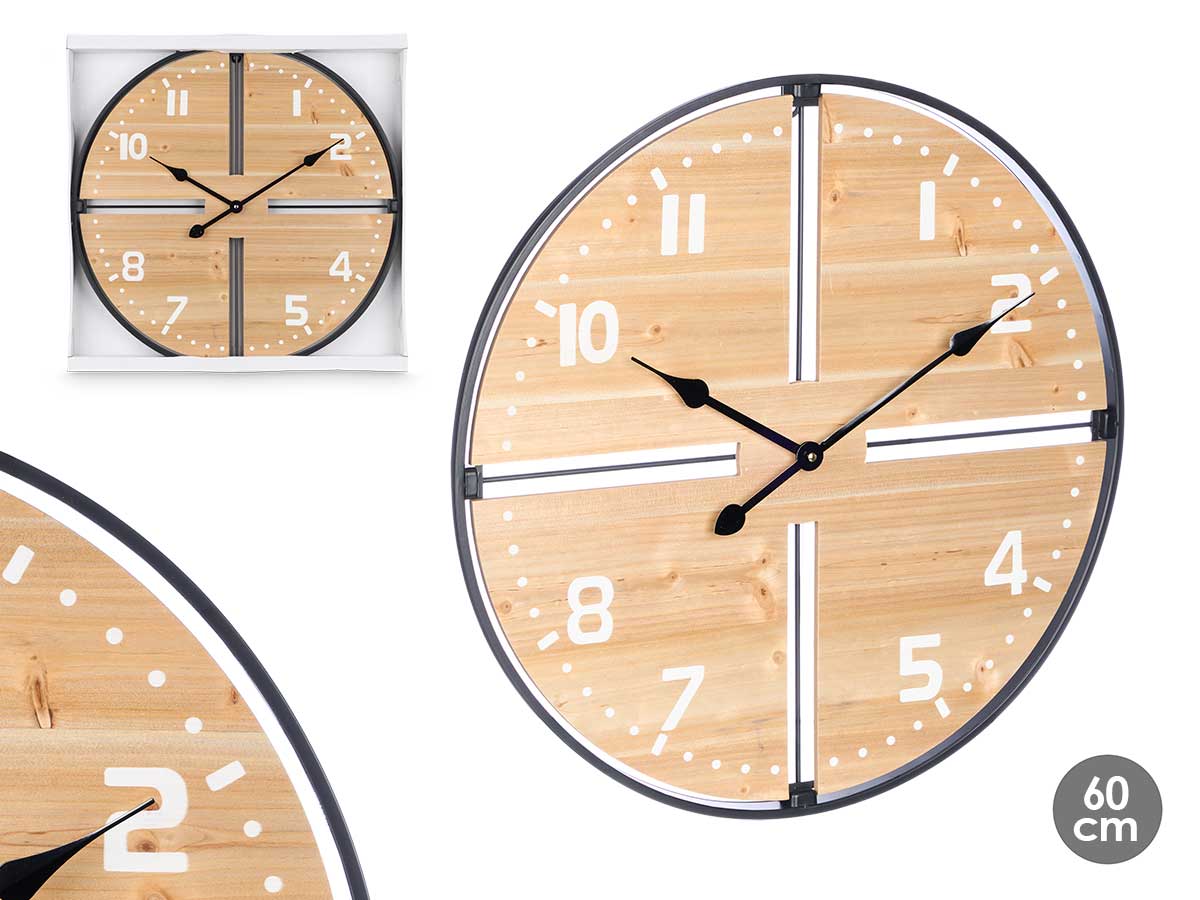 Reloj pared madera 60 cm