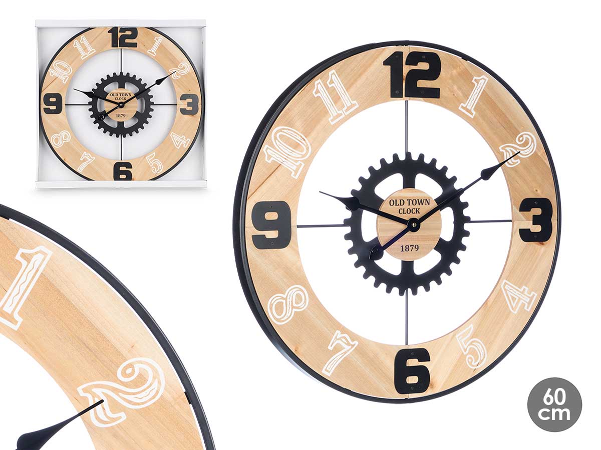 Reloj pared engranaje metal 60 cm
