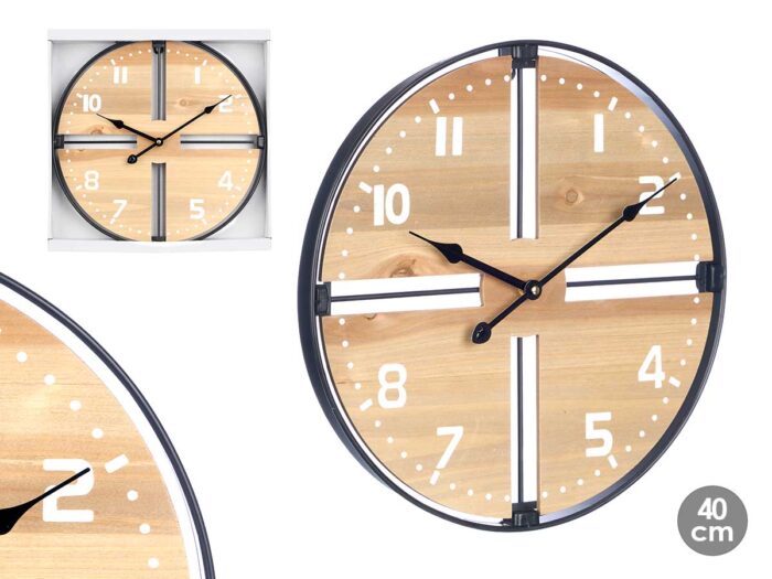 Reloj pared madera 40 cm