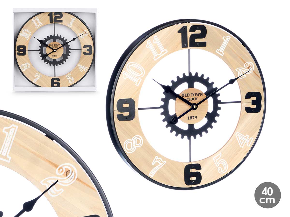 Reloj pared engranaje metal 40 cm