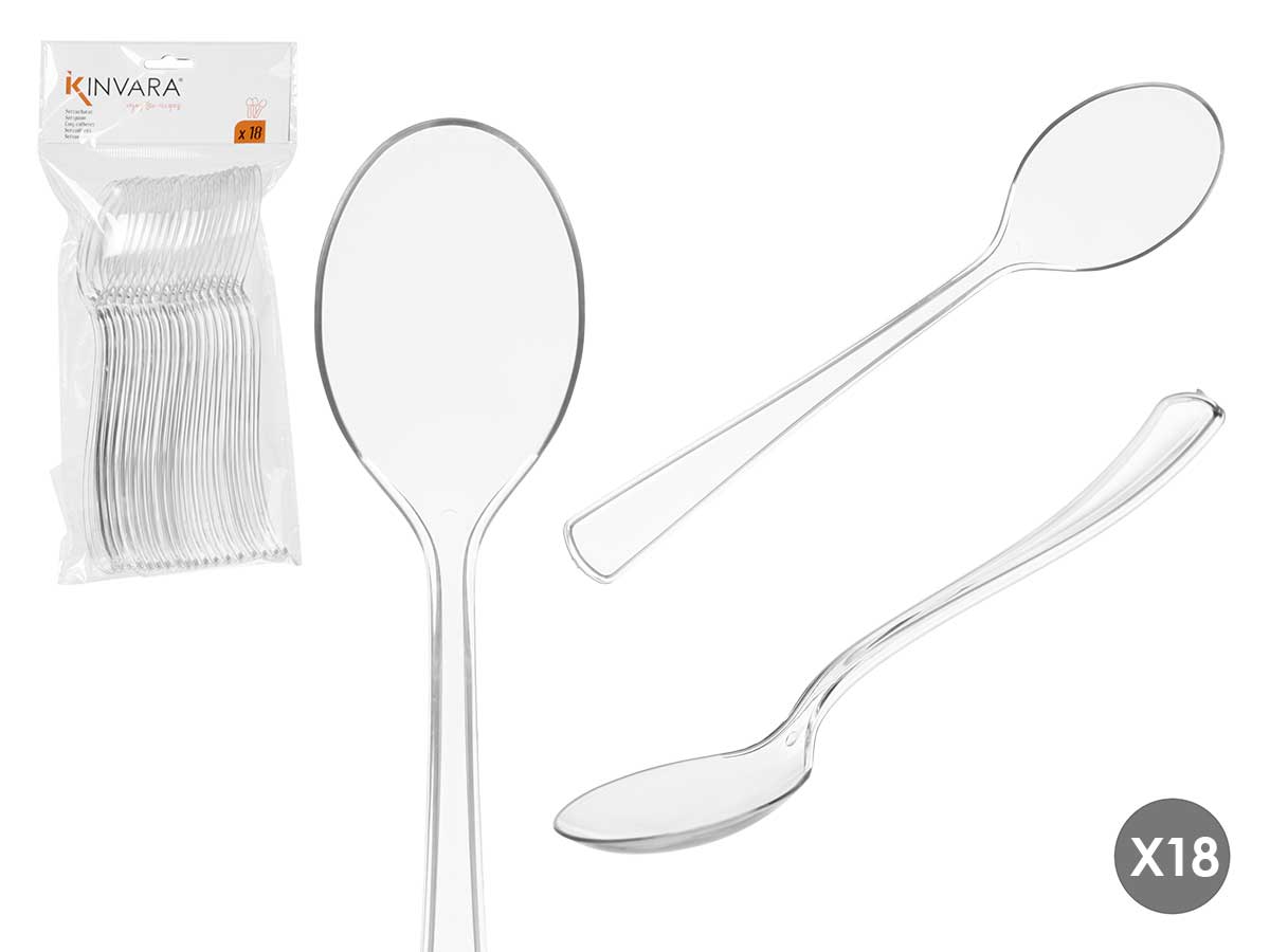Set 18 cuchara plastico transparente