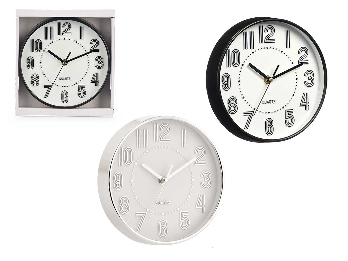 Reloj redondo 20 cm numeros rayas surt 2