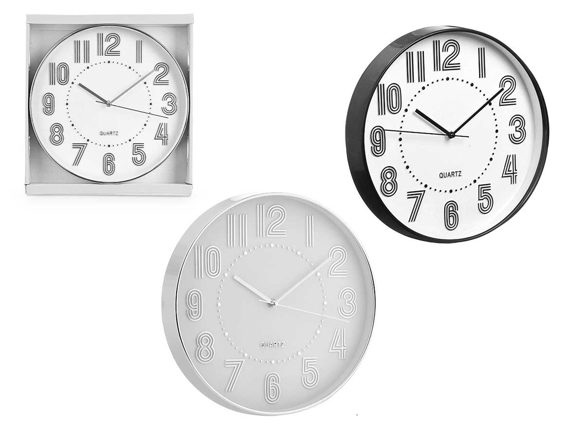Reloj redondo 30 cm numeros rayas surt 2