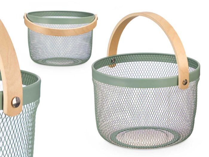 Cesta redonda asa verde