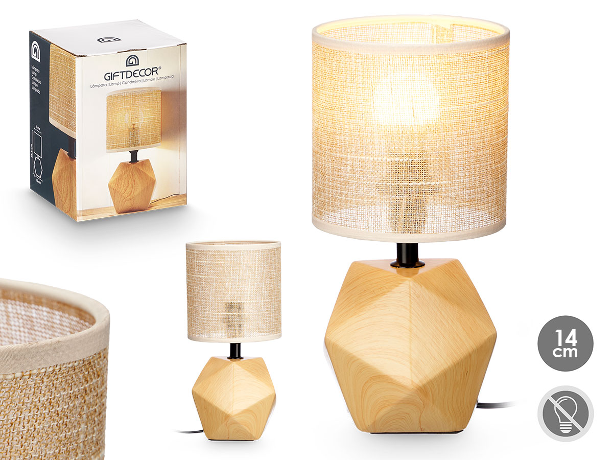 Lampara sobremesa efecto madera prisma