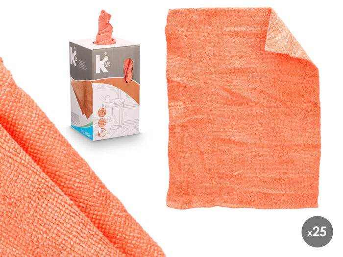 Set 25 paños microfibra naranja 30x23cm