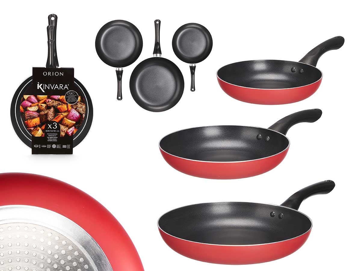 Set 3 sartenes aluminio rojo