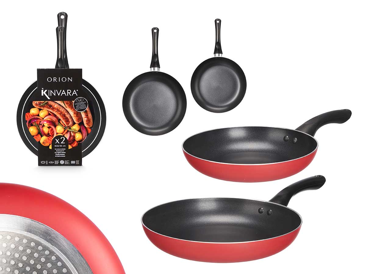 Set 2 sartenes aluminio rojo