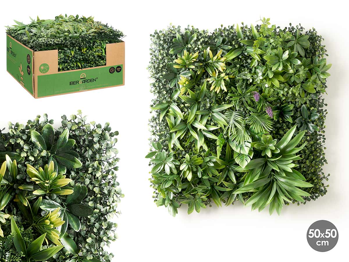 Jardin vertical hoja morada amarilla 50x50cm