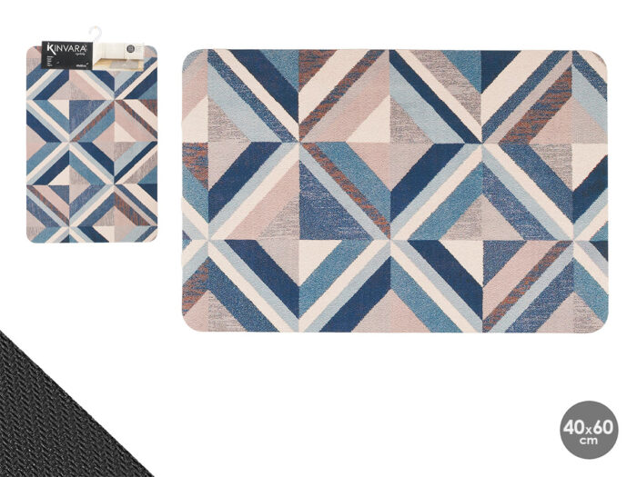 Alfombra cocina triangulos azul 40x60cm