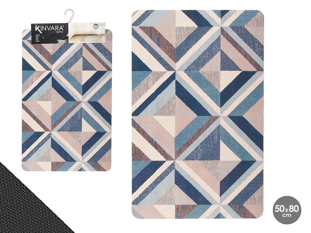 Alfombra cocina triangulos azul 50x80cm