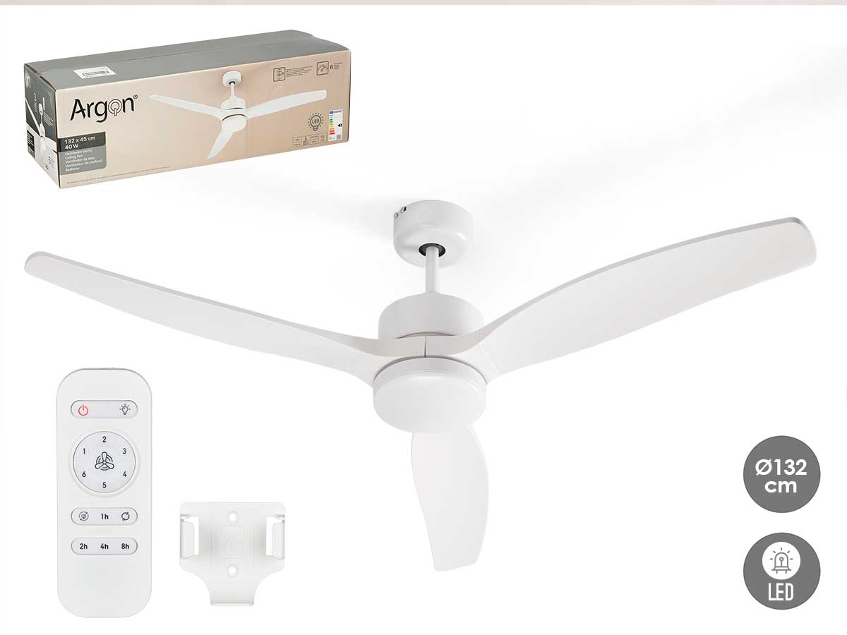Ventilador techo luz 3 aspas blanco 40w