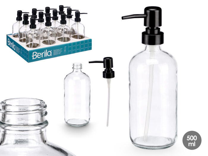 Dosificador cristal redondo transparente 500ml