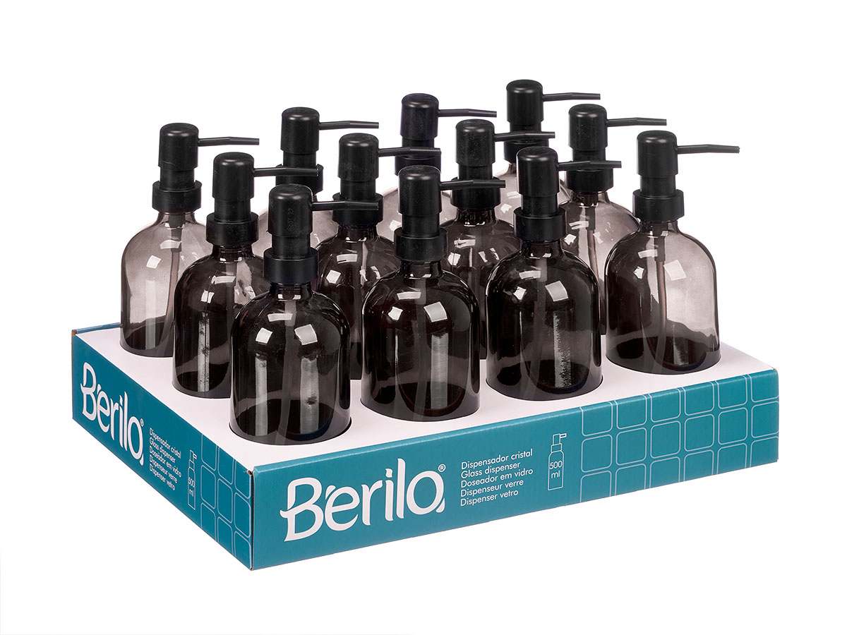 Dosificador cristal redondo gris 500ml - Imagen 2