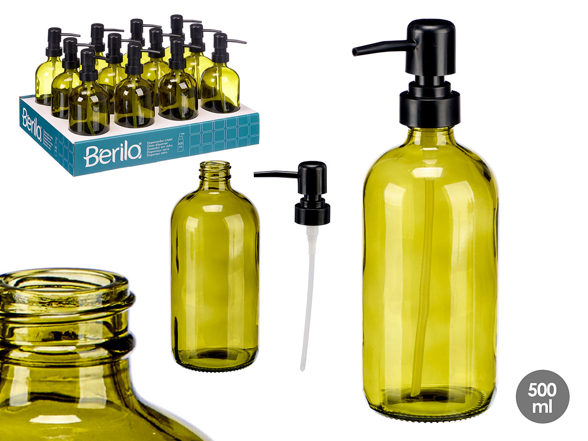 Dosificador cristal redondo verde 500ml