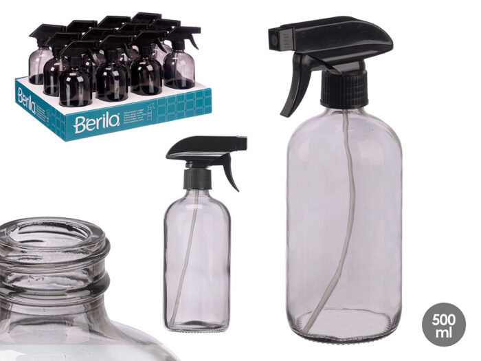 Pulverizador cristal redondo gris 500ml