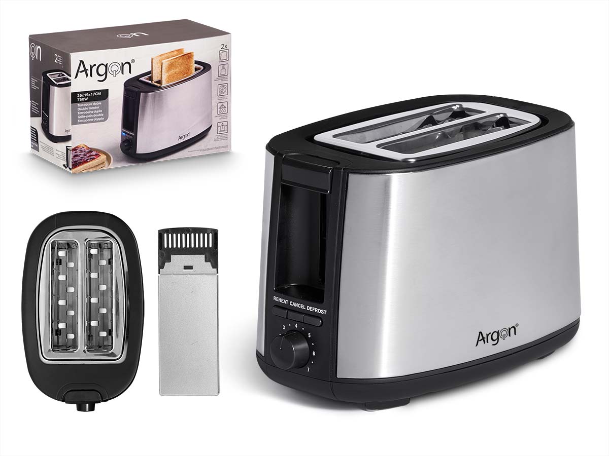 Tostadora doble acero negro mate 750w