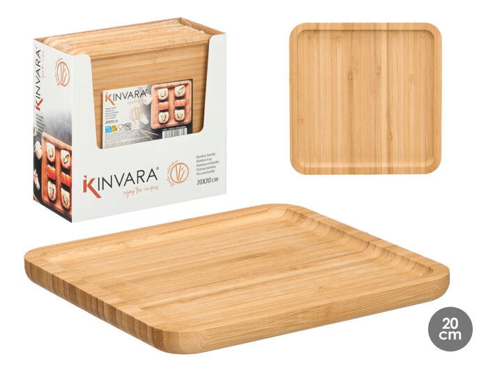 Bandeja cuadrada bambu 20x20cm