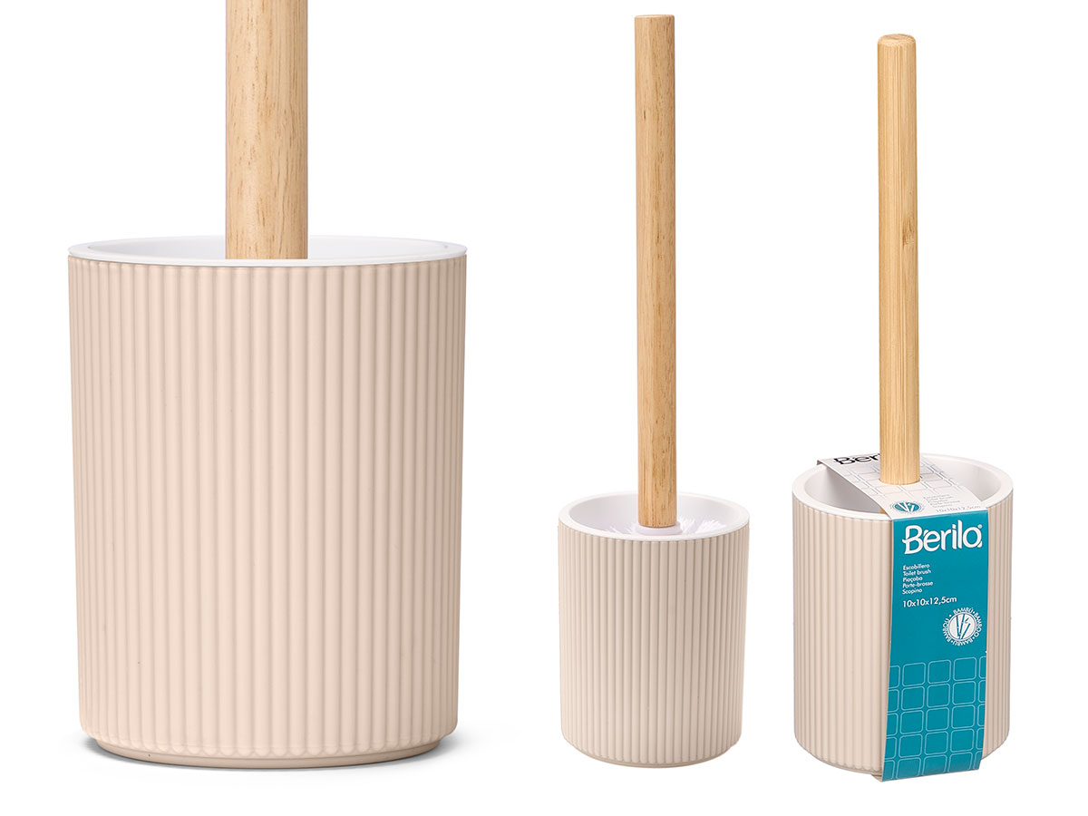 Escobillero rayas bambu beige