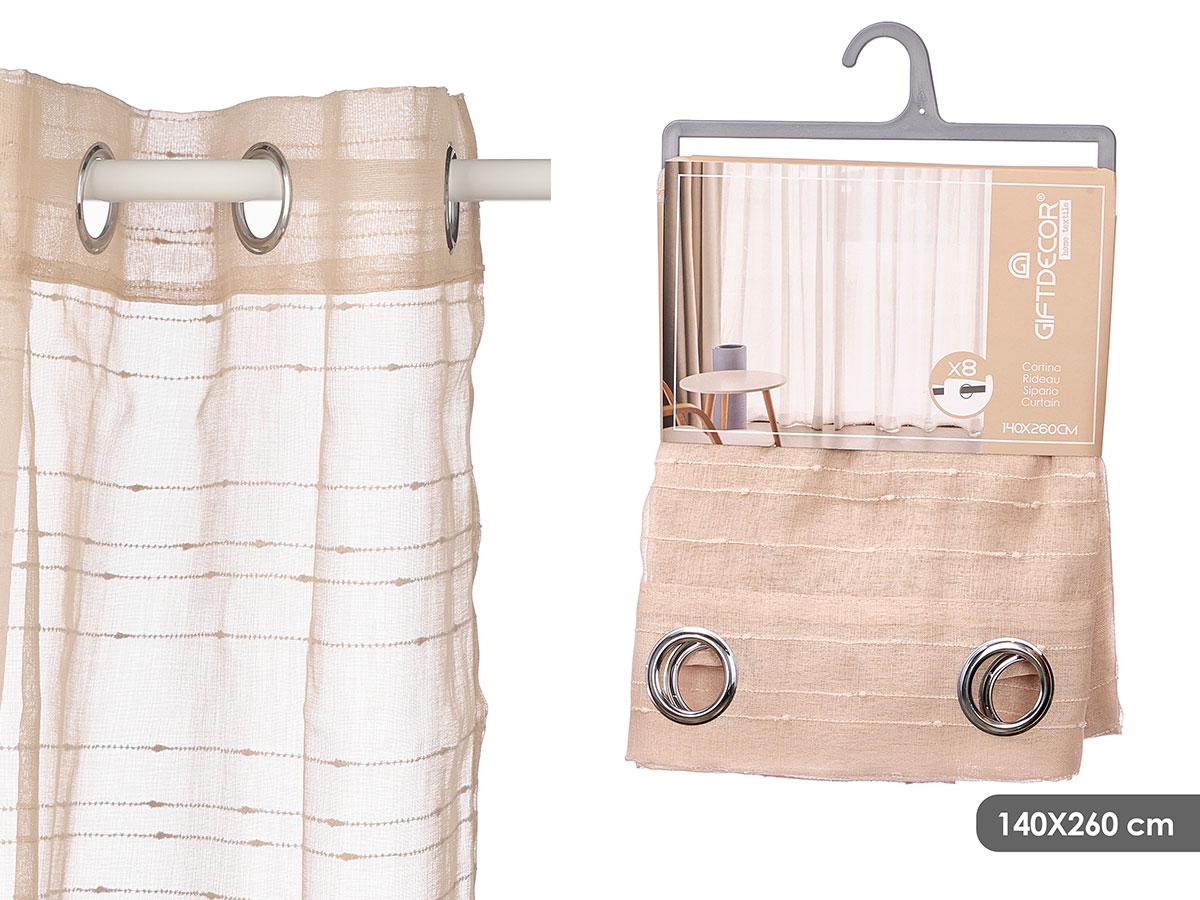 Cortina beige rayas horizontales