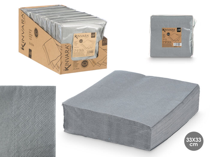 Set 50 servilletas 33 x 33cm 17gr gris