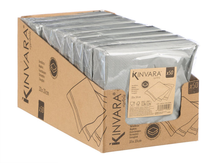 Set 50 servilletas 33 x 33cm 17gr gris - Imagen 3