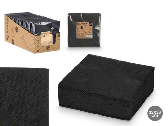 Set 50 servilletas 33 x 33cm 17gr negra