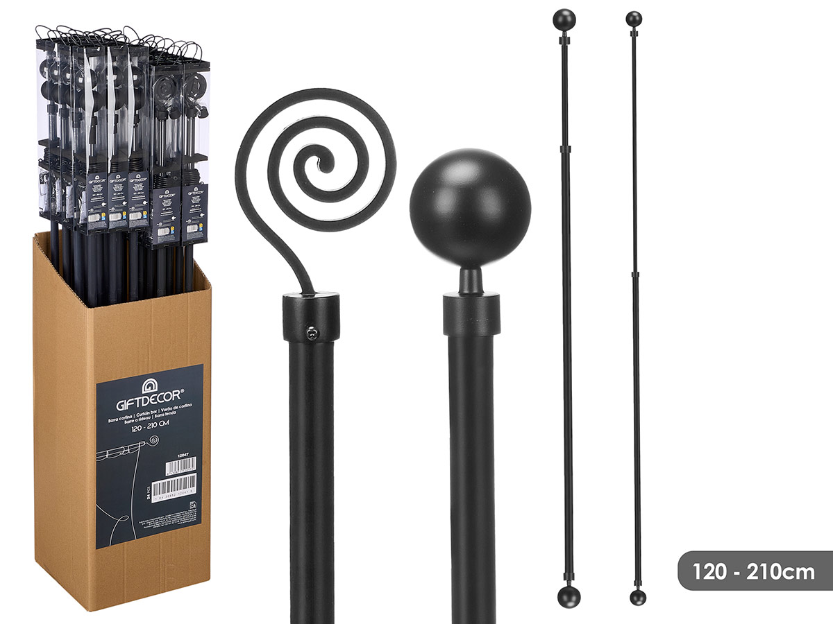 Barra cortina surt 2 120-210cm negro