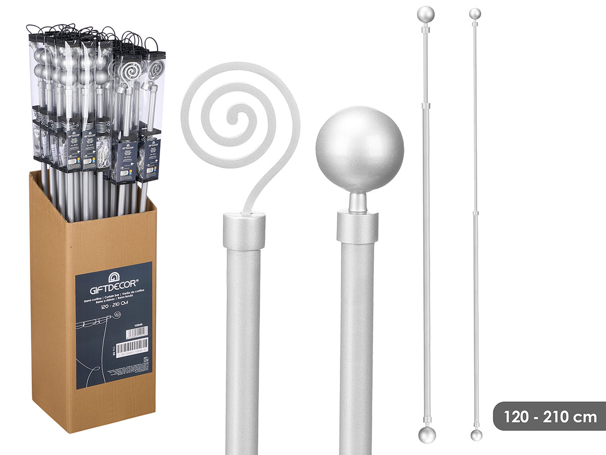 Barra cortina surt 2 120-210cm plata