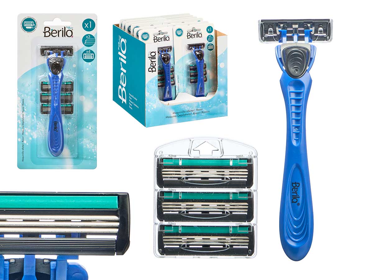 Maquinilla afeitar azul 4 recambios 3 hojas