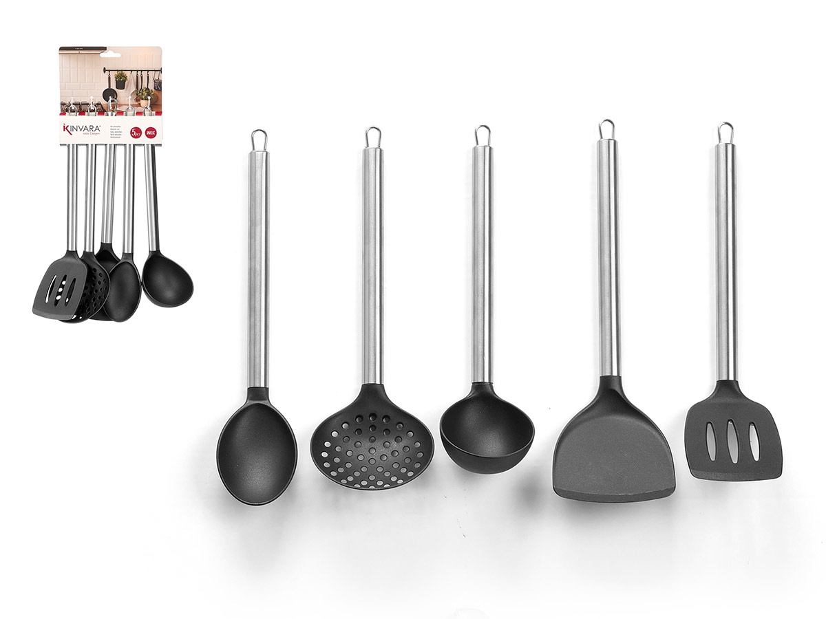 Set 5 utensilios cocina pbt acero