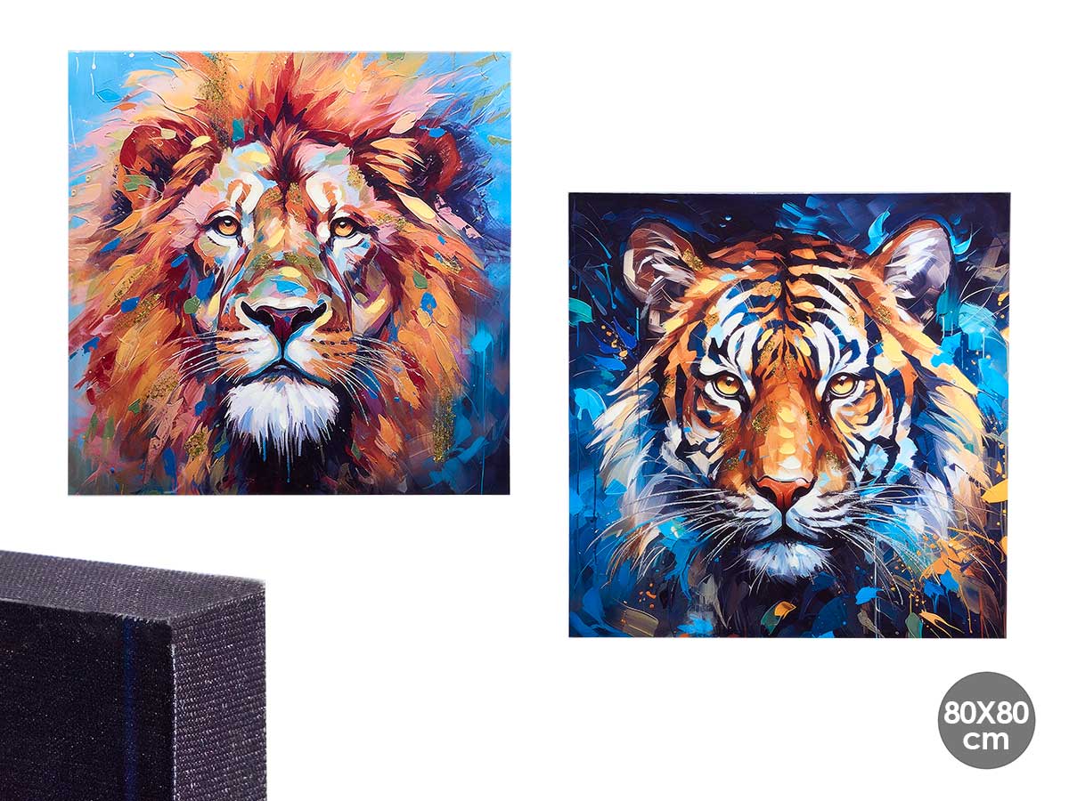 Lienzo leon tigre surtido 2 80x80cm
