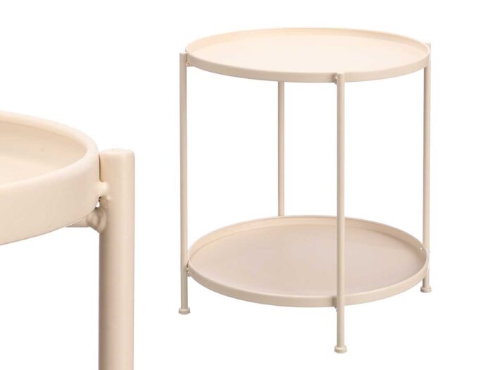 Mesa auxiliar redonda doble beige