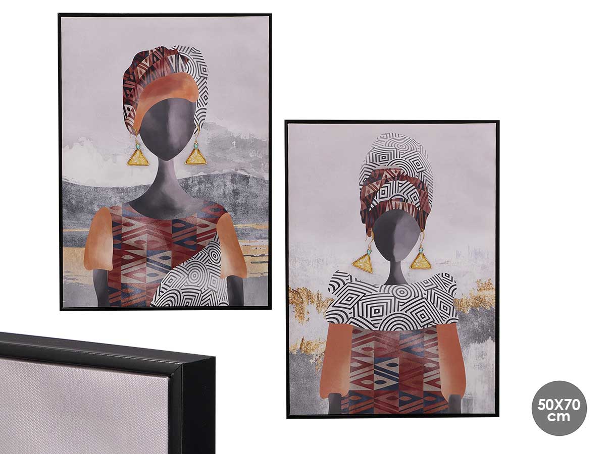 Cuadros mujer pendientes surt 2 50x70cm