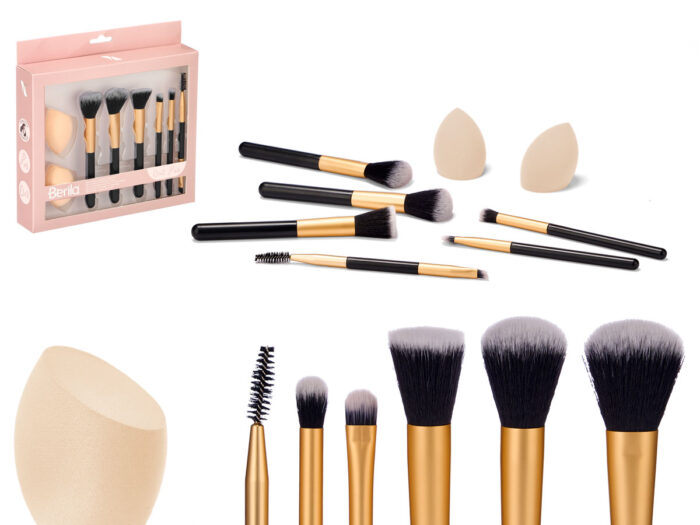 Set 6 brochas 2 esponjas maquillaje