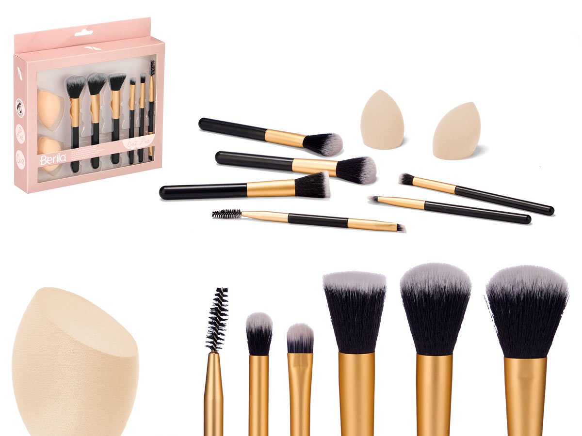 Set 6 brochas 2 esponjas maquillaje