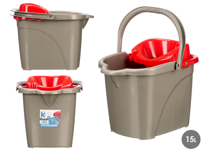 Cubo fregar 15l rojo gris