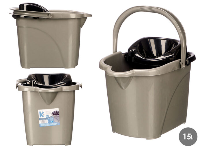 Cubo fregar 15l negro gris