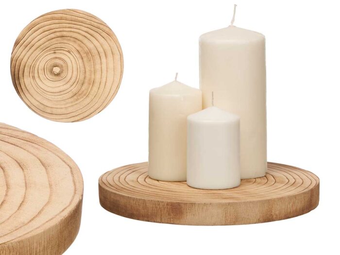 Soporte decor redondo madera quemada grd