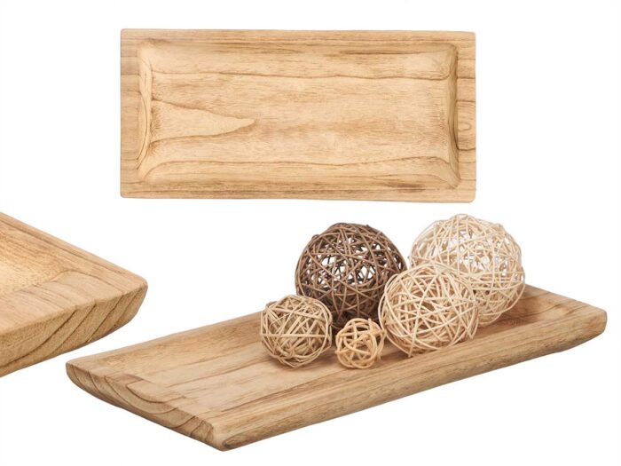 Centro decor madera quemada bandeja rectangular