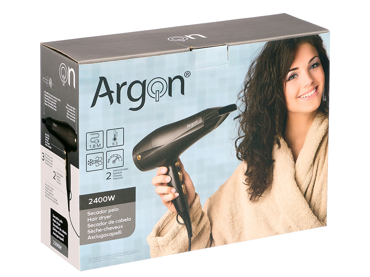 Secador pelo negro dorado mate 2400w - Imagen 2